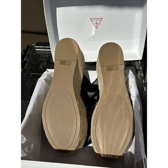 G by Guess Womens Razzle Open Toe Casual Platform Sandals, Black Satin, Size 7 M - Picture 3 of 9